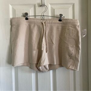 GAP Logo Sweat Shorts NWT Cream Beige Lounge Drawstring Size XL